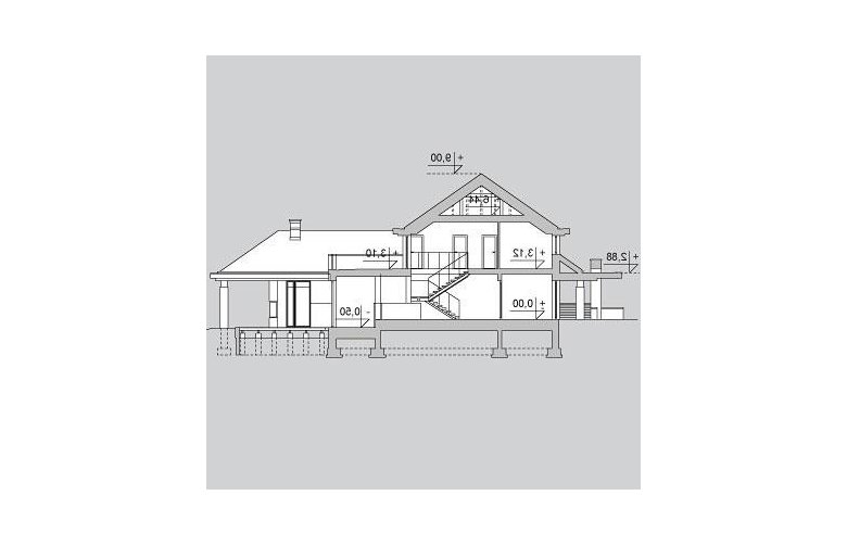 Projekt domu nowoczesnego LK&1155 - przekrój 1