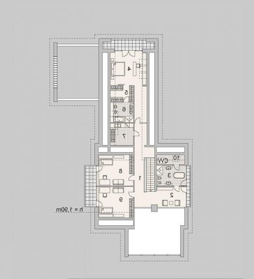 Rzut projektu LK&1140 - wersja lustrzana