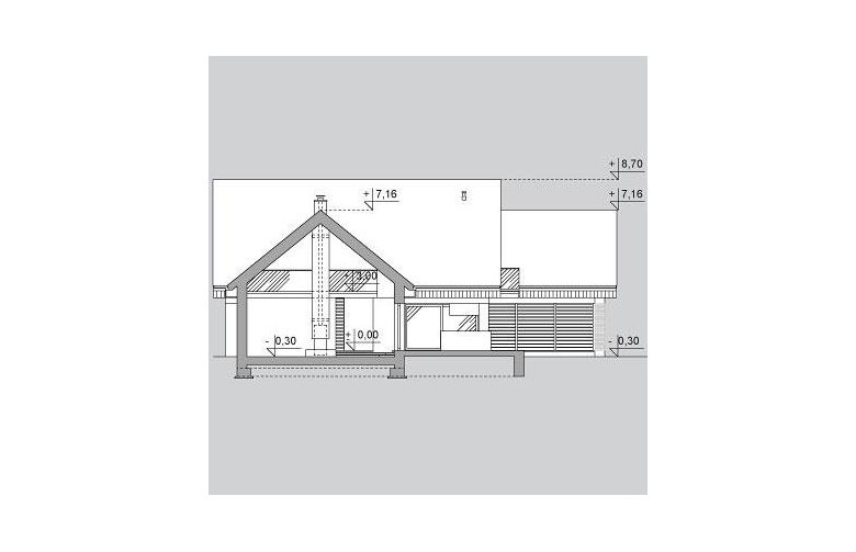 Projekt domu z poddaszem LK&1140 - przekrój 1