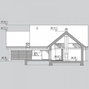 Przekrój projektu LK&1140 w wersji lustrzanej