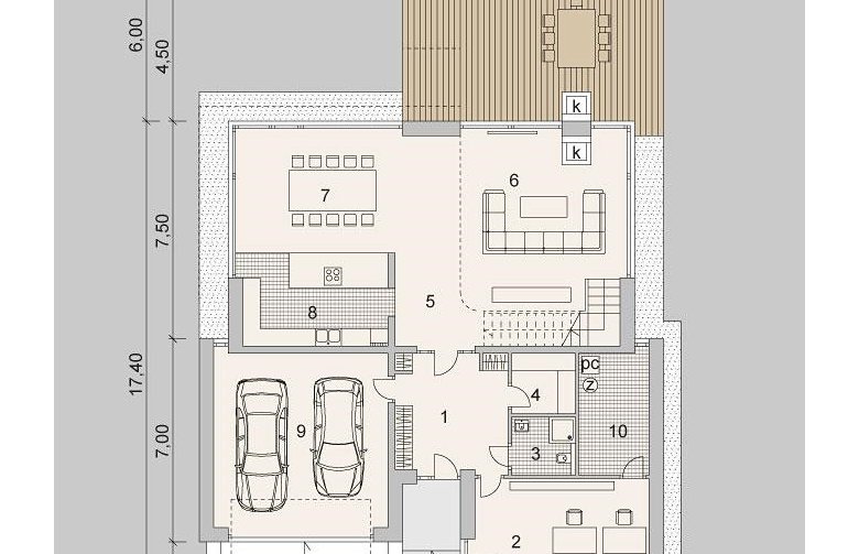 Projekt domu z poddaszem LK&1138 - parter