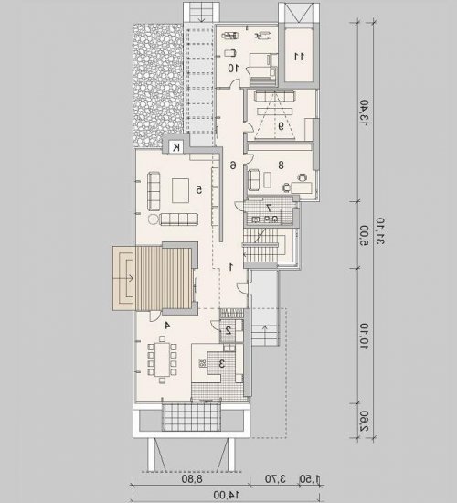 Rzut projektu LK&1150 - wersja lustrzana