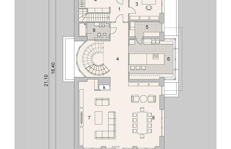 Projekt domu wielorodzinnego LK&1152 - parter