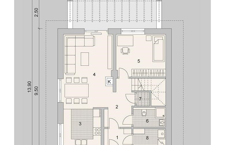 Projekt domu wielorodzinnego LK&1153 - parter