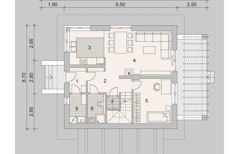 Projekt domu wielorodzinnego LK&1151 - parter