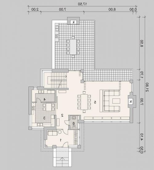 Rzut projektu LK&1149 - wersja lustrzana