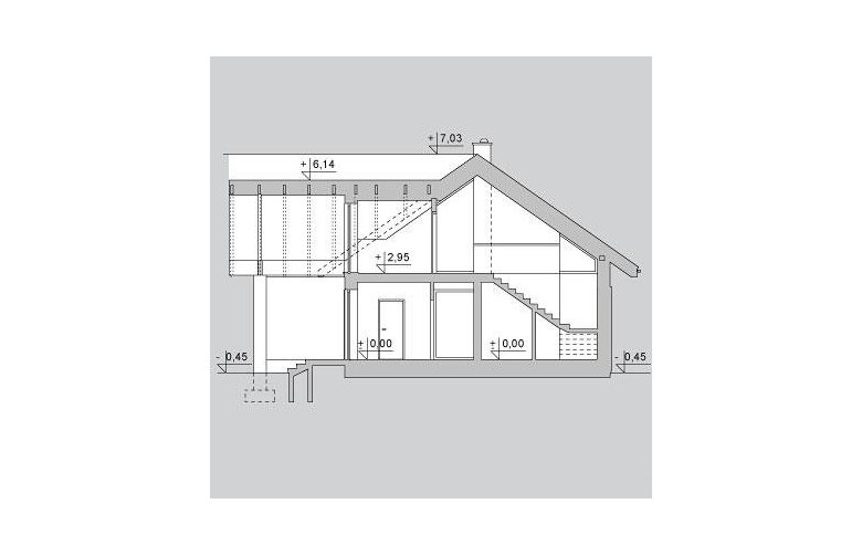 Projekt domu wielorodzinnego LK&1144 - przekrój 1
