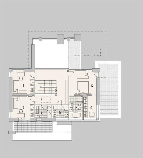 Rzut projektu LK&1131 - wersja lustrzana