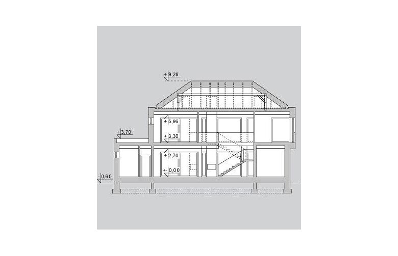 Projekt domu z poddaszem LK&1131 - przekrój 1