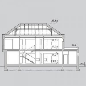 Przekrój projektu LK&1131 w wersji lustrzanej