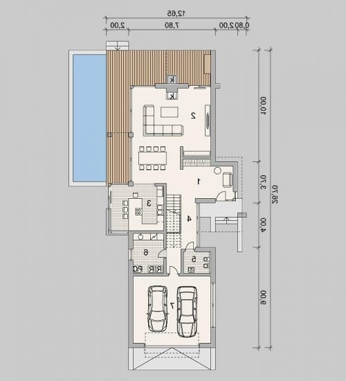 Rzut projektu LK&1146 - wersja lustrzana