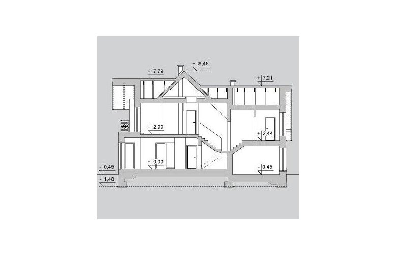 Projekt domu wielorodzinnego LK&1130 - przekrój 1