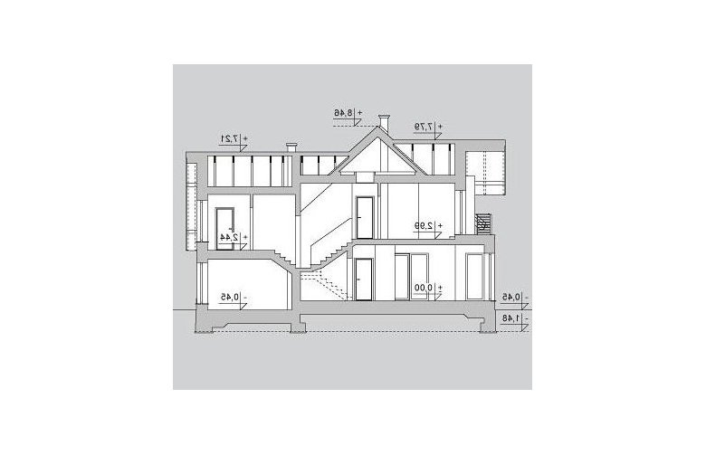 Projekt domu wielorodzinnego LK&1130 - przekrój 1