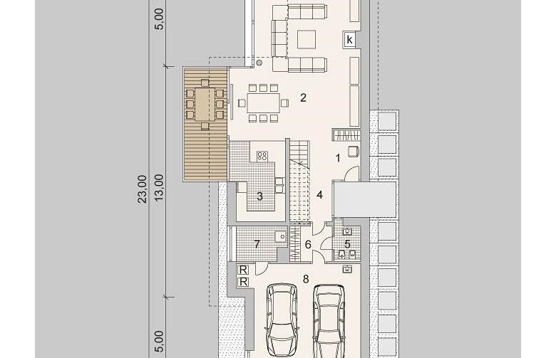 Projekt domu z poddaszem LK&1137 - rzut parteru