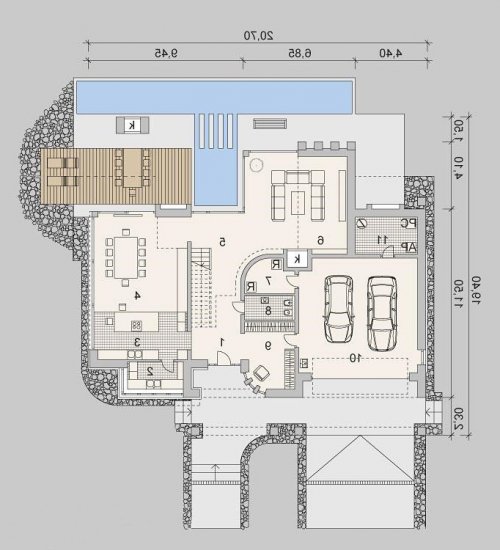 RZUT PARTERU LK&1133 - wersja lustrzana