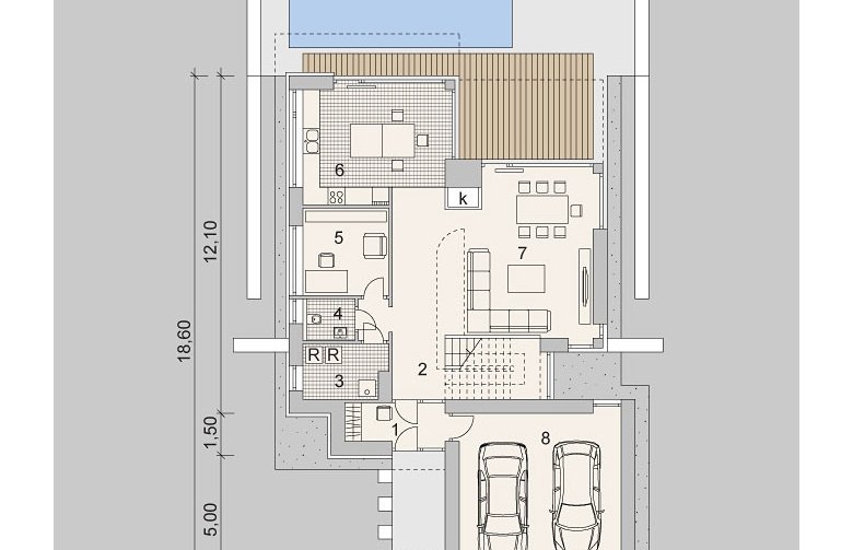 Projekt domu z poddaszem LK&1136 - parter