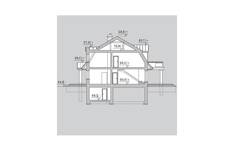 Projekt domu piętrowego LK&1132 - przekrój 1