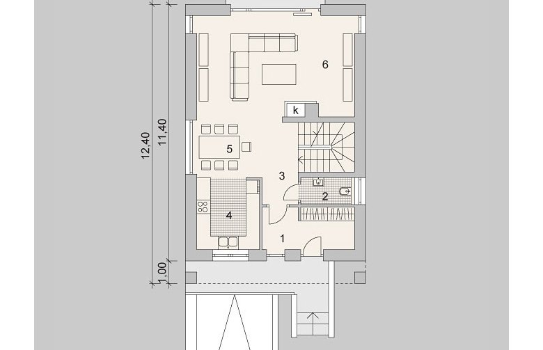 Projekt domu wielorodzinnego LK&1128 - parter