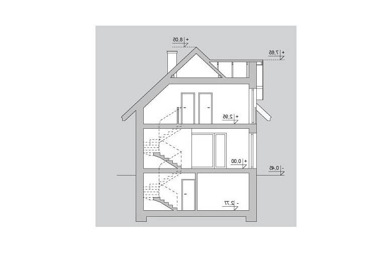 Projekt domu wielorodzinnego LK&1128 - przekrój 1