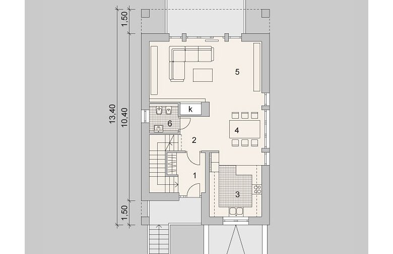 Projekt domu wielorodzinnego LK&1125 - parter