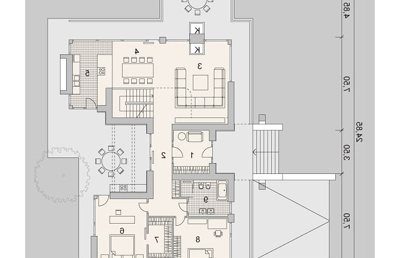 Projekt domu z poddaszem LK&1127 - parter