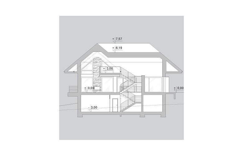 Projekt domu z poddaszem LK&1127 - przekrój 1
