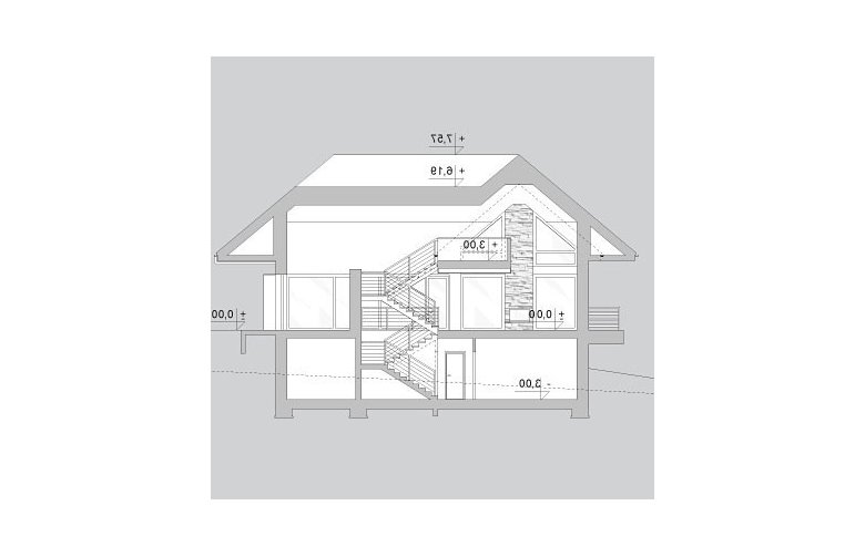 Projekt domu z poddaszem LK&1127 - przekrój 1