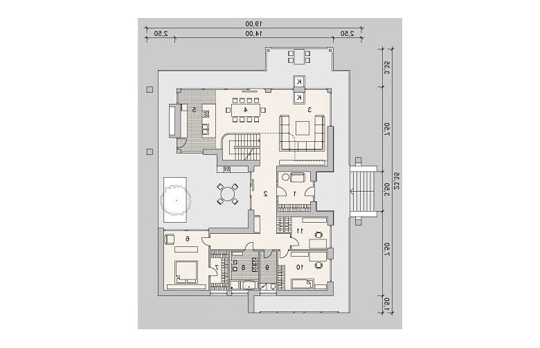 Projekt domu wielorodzinnego LK&1116 - parter