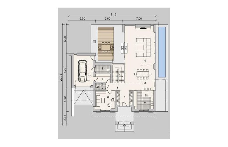 Projekt domu szkieletowego LK&1115 - parter