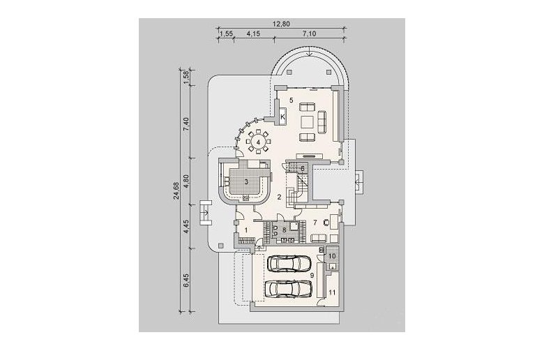 Projekt domu parterowego LK&1111 - parter