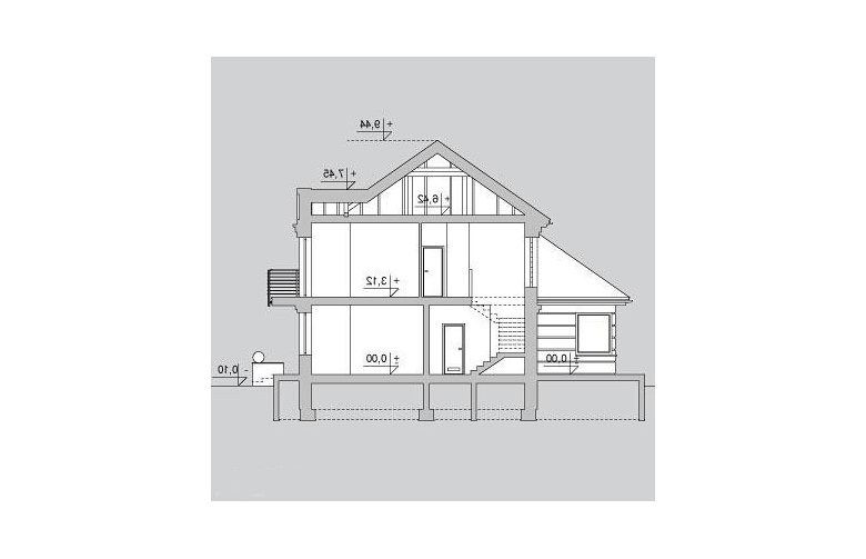 Projekt domu parterowego LK&1111 - przekrój 1