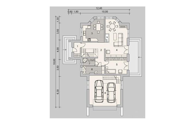 Projekt domu wielorodzinnego LK&1107 - parter