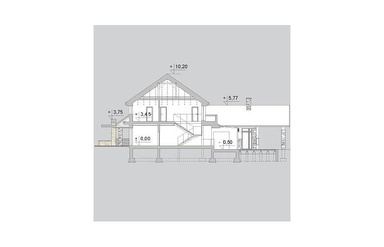 Projekt domu szkieletowego LK&1094 - przekrój 1