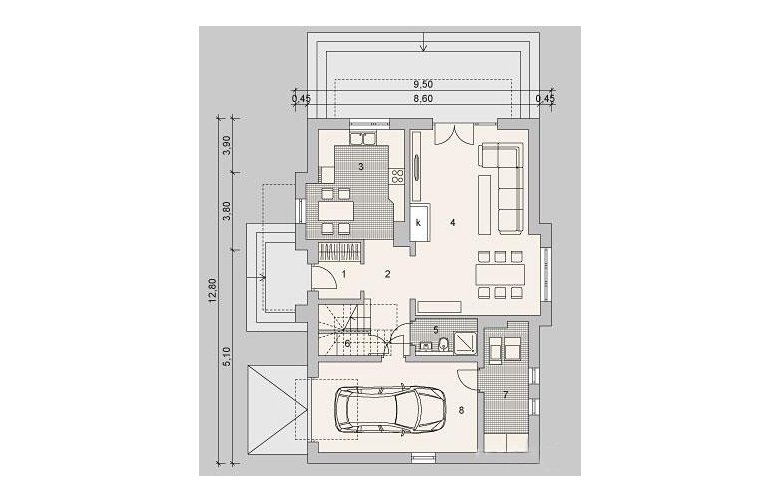 Projekt domu wielorodzinnego LK&1098 - parter