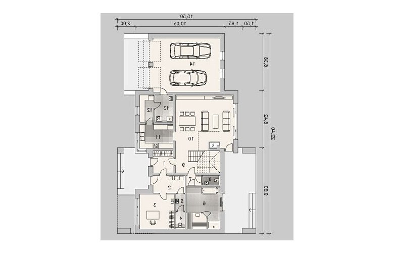 Projekt domu z poddaszem LK&1083 - parter