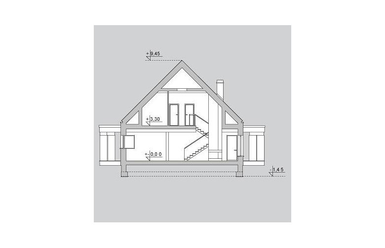 Projekt domu z poddaszem LK&1083 - przekrój 1