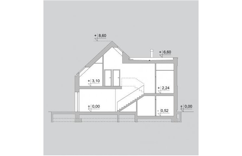 Projekt domu z poddaszem LK&1092 - przekrój 1