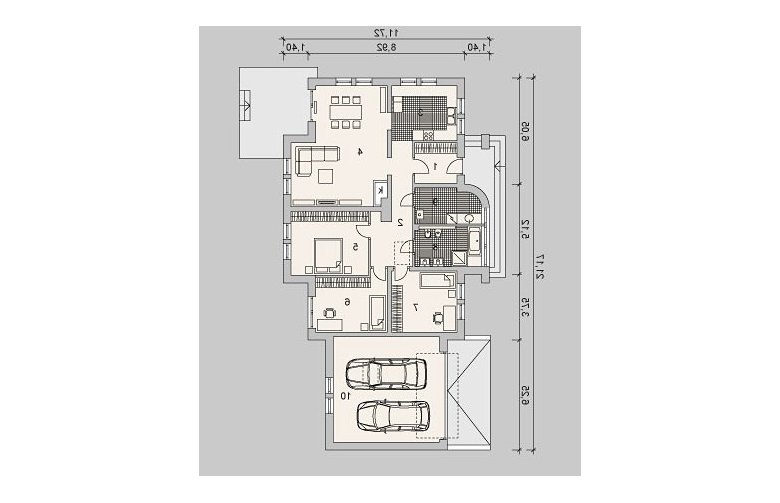 Projekt domu dwurodzinnego LK&1032 - parter