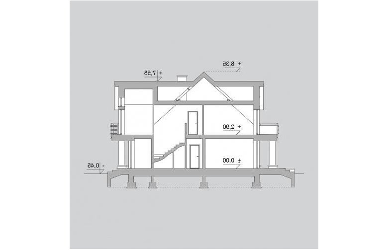 Projekt domu wielorodzinnego LK&1010 - przekrój 1