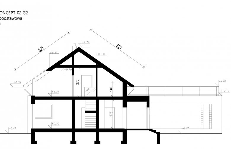 Projekt domu z poddaszem Homekoncept 2 G2 - przekrój 1