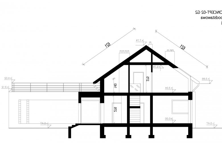 Projekt domu z poddaszem Homekoncept 2 G2 - przekrój 1