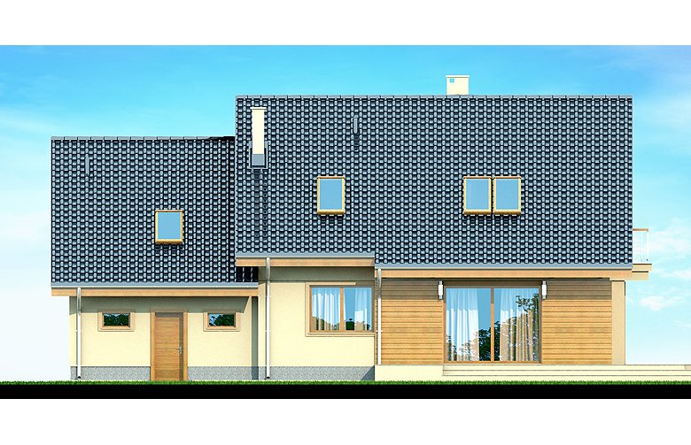 Projekt domu jednorodzinnego Karmelita Bis 2M - elewacja 3