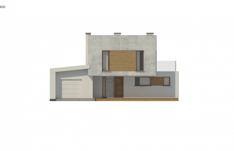 Projekt domu piętrowego Zx121 - elewacja 4