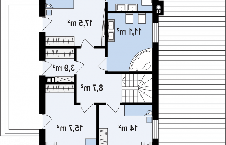 Projekt domu piętrowego Zx121 - rzut piętra