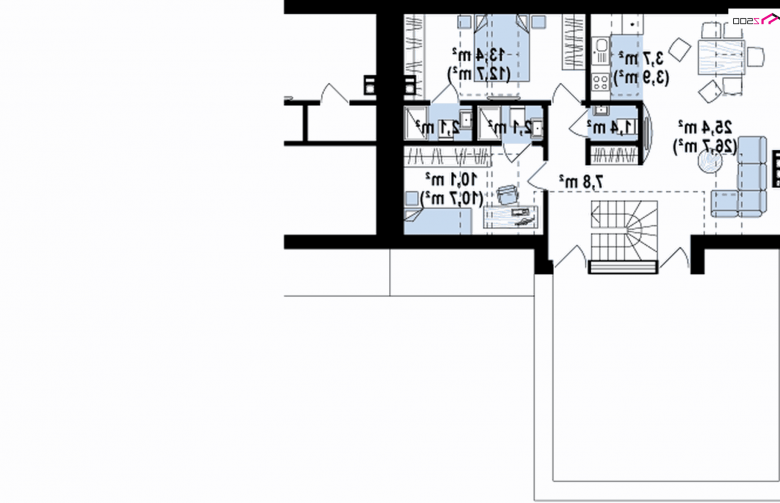 Projekt domu szeregowego Zb17 - rzut piętra