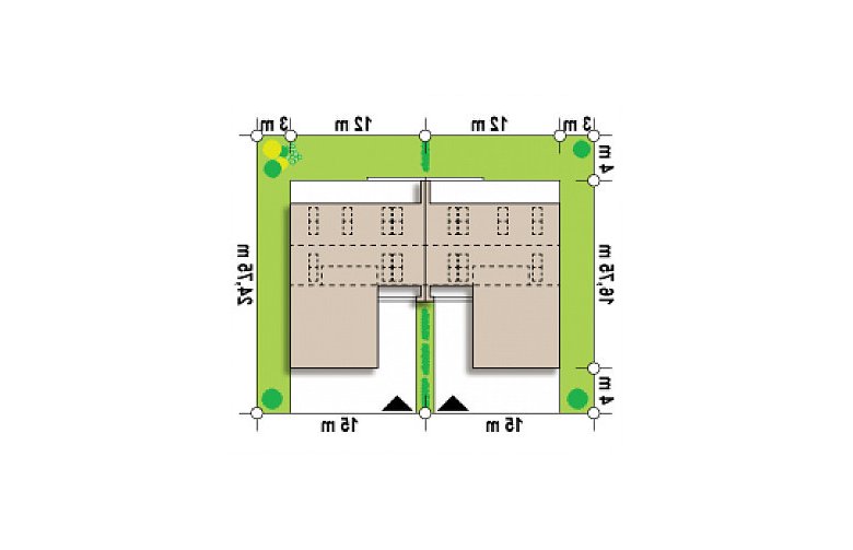 Projekt domu szeregowego Zb17 - Usytuowanie - wersja lustrzana