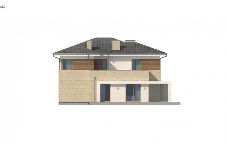 Projekt domu piętrowego Zx112 - elewacja 3