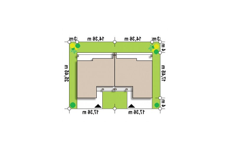 Projekt domu bliźniaczego Zb16 - Usytuowanie - wersja lustrzana