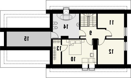 Rzut projektu ELEGANT 2G - wersja lustrzana