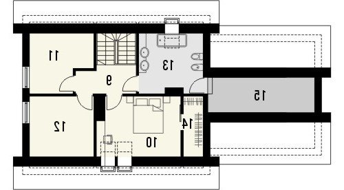 Rzut projektu GRADIENT 2G - wersja lustrzana